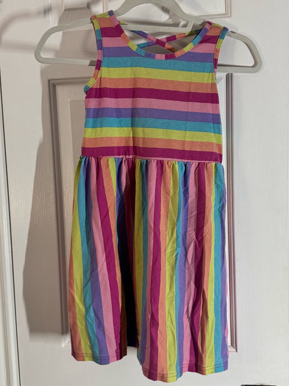 ✨5/$12 the Children’s Place rainbow Stripe Sleeveless Dress girls medium 7/8